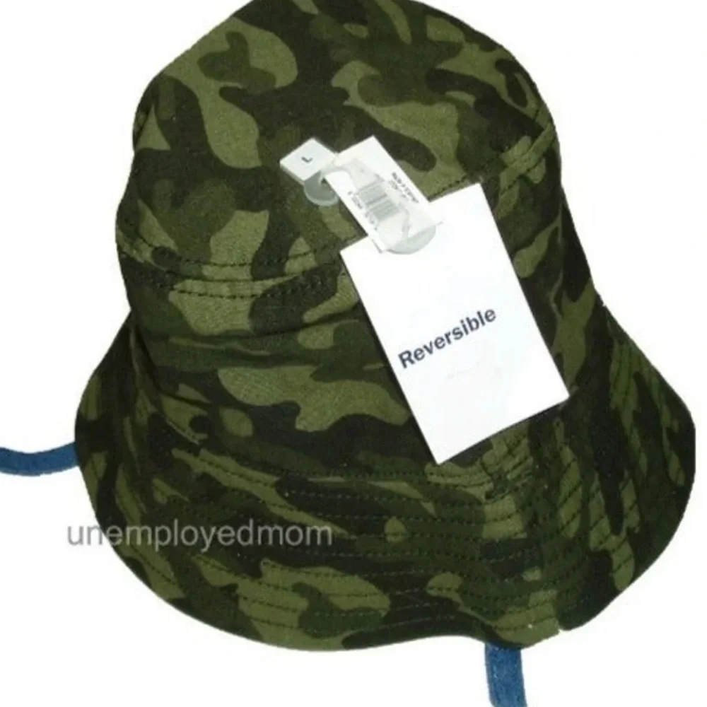 4T-5T Camo Bucket Hat Reversible Wide Brim Boys Summer Beach Play Swimming